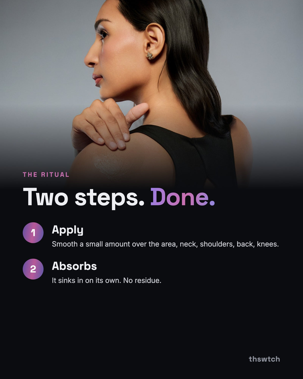 Two steps: apply, and it absorbs on its own