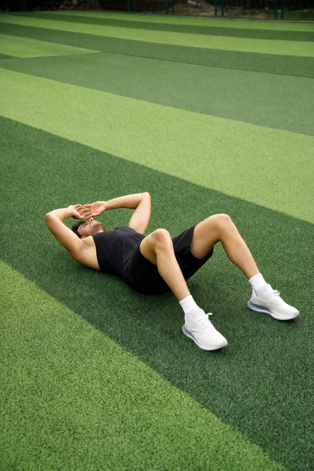 Resting on the turf after a session
