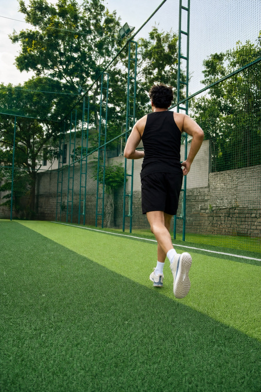 Running on a turf pitch